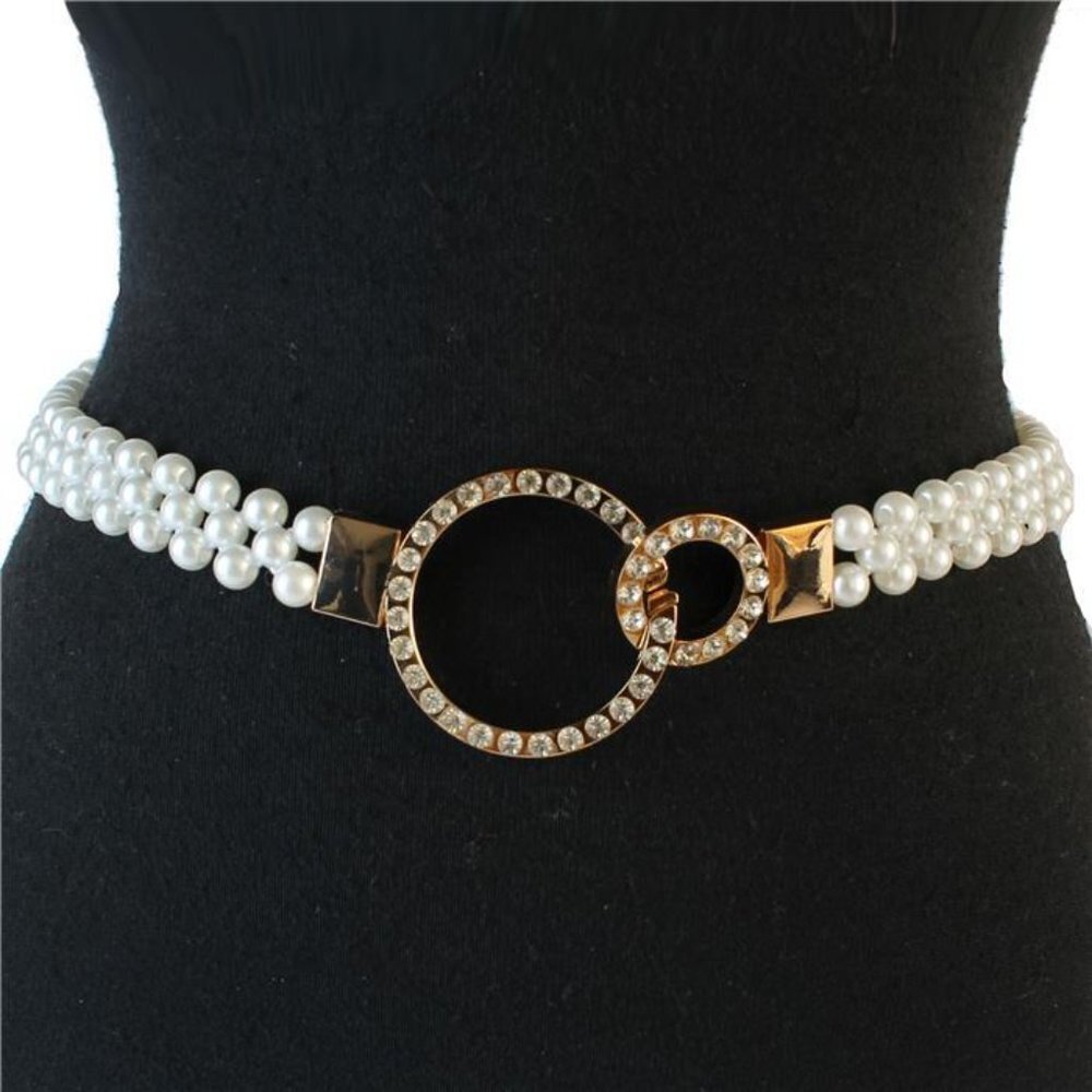 NWT Faux Pearl Belt with CZ Stones